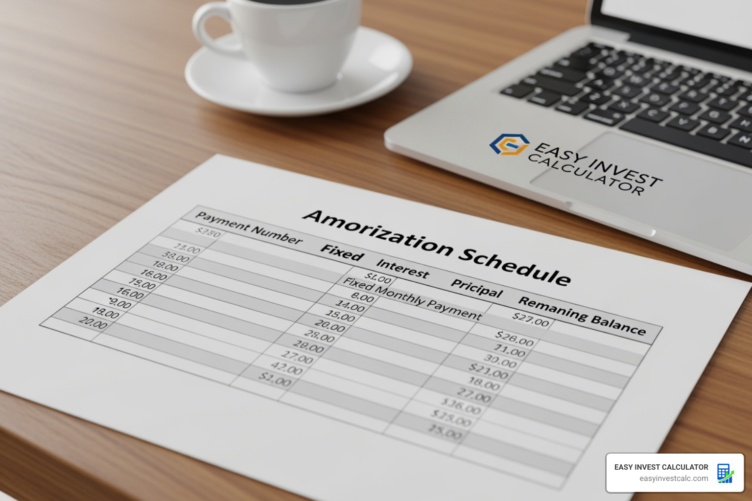 amortization schedule with fixed monthly payment